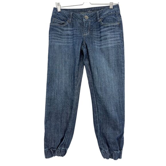 Guess Crop Jeans US 4 womens 27 elastic zipper ankle dark wash - Picture 3 of 10